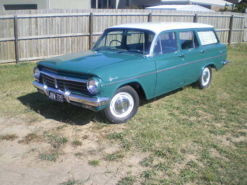EH Holden in Fowlers Ivory over Wandana Turquoise — Special Station Sedan