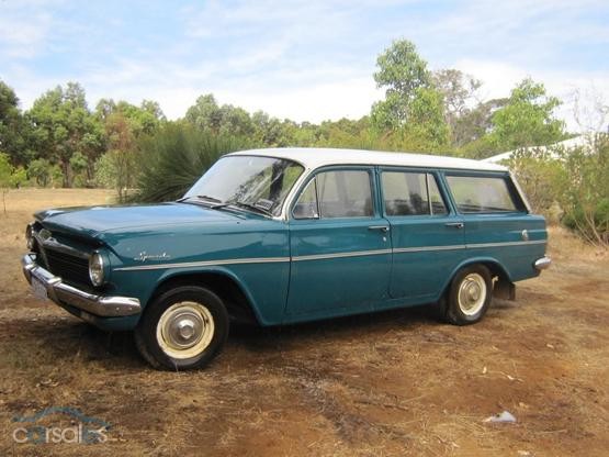 EH Holden in Fowlers Ivory over Wandana Turquoise — Special Station Sedan