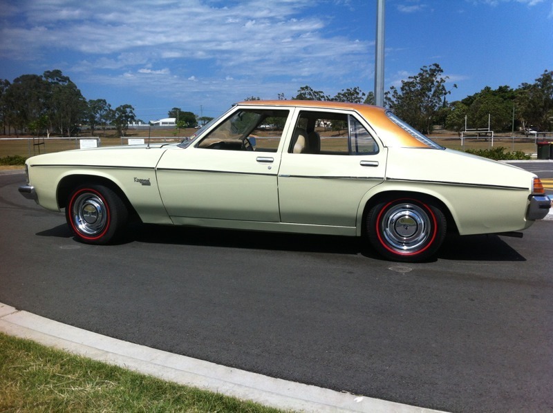HJ Holden in Contessa Gold Met over Chamois — Kingswood Deluxe Sedan