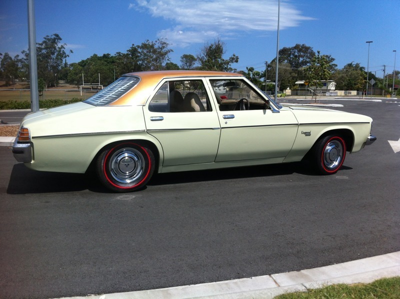 HJ Holden in Contessa Gold Met over Chamois — Kingswood Deluxe Sedan