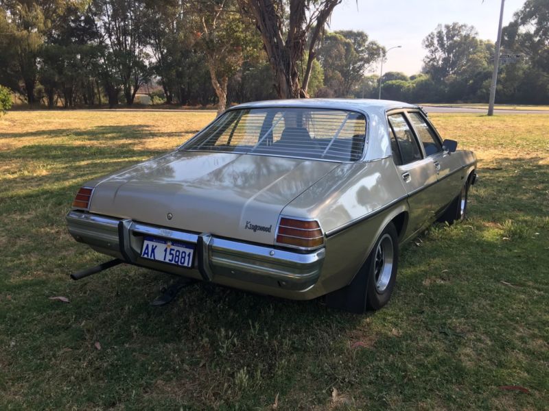 HJ Holden in Cotillion White over Antelope Met — Kingswood Sedan