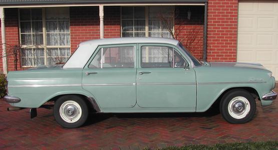 EH Holden in Fowlers Ivory over Saltbush Green — Special Sedan