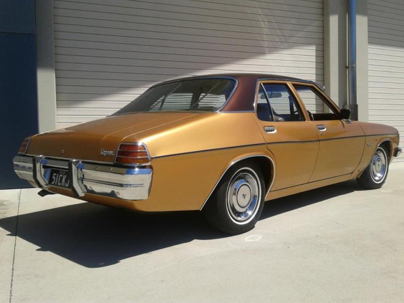 HJ Holden in Sepia Met over Contessa Gold Met — Kingswood Vacationer Sedan