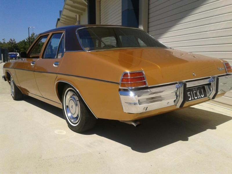 HJ Holden in Sepia Met over Contessa Gold Met — Kingswood Vacationer Sedan
