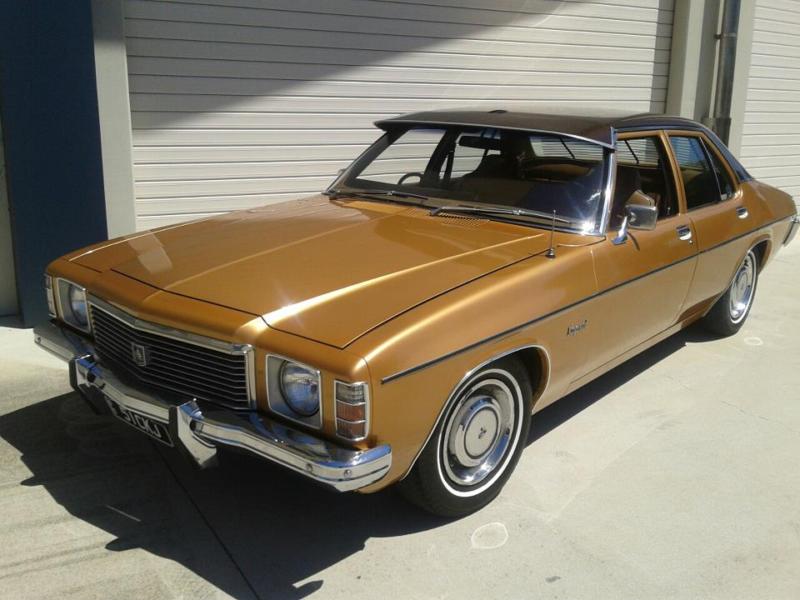 HJ Holden in Sepia Met over Contessa Gold Met — Kingswood Vacationer Sedan