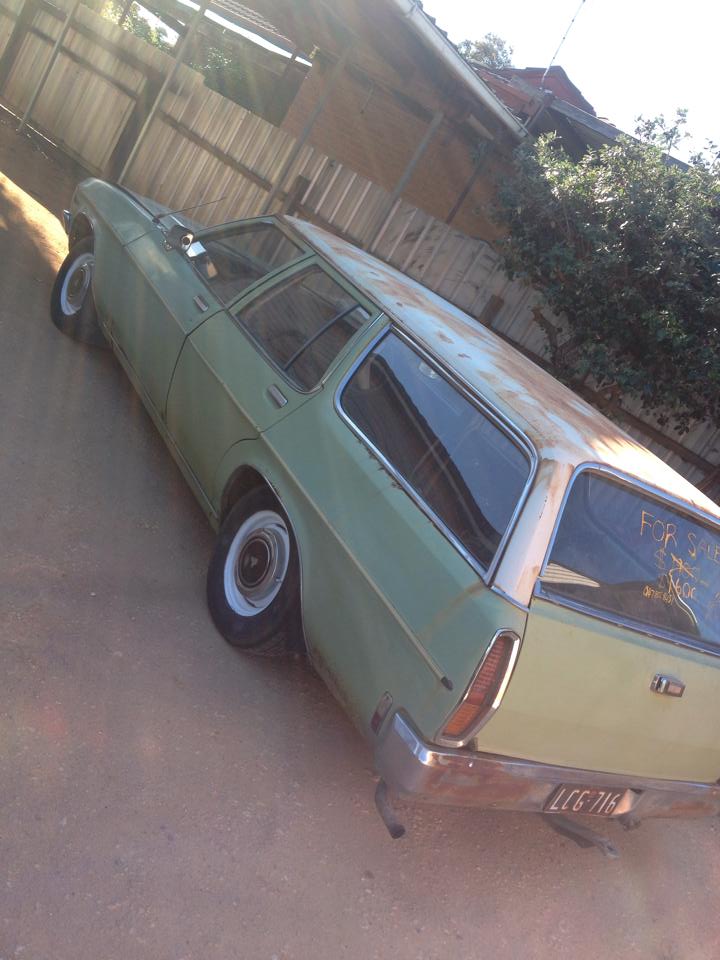 HQ Holden in Glacier White over Olive Green — Kingswood Station Sedan