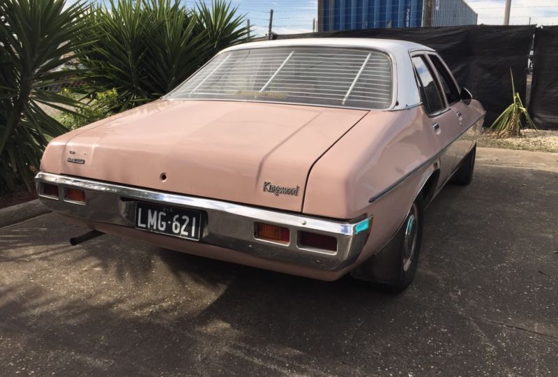 HQ Holden in Glacier White over Rose — Kingswood Sedan