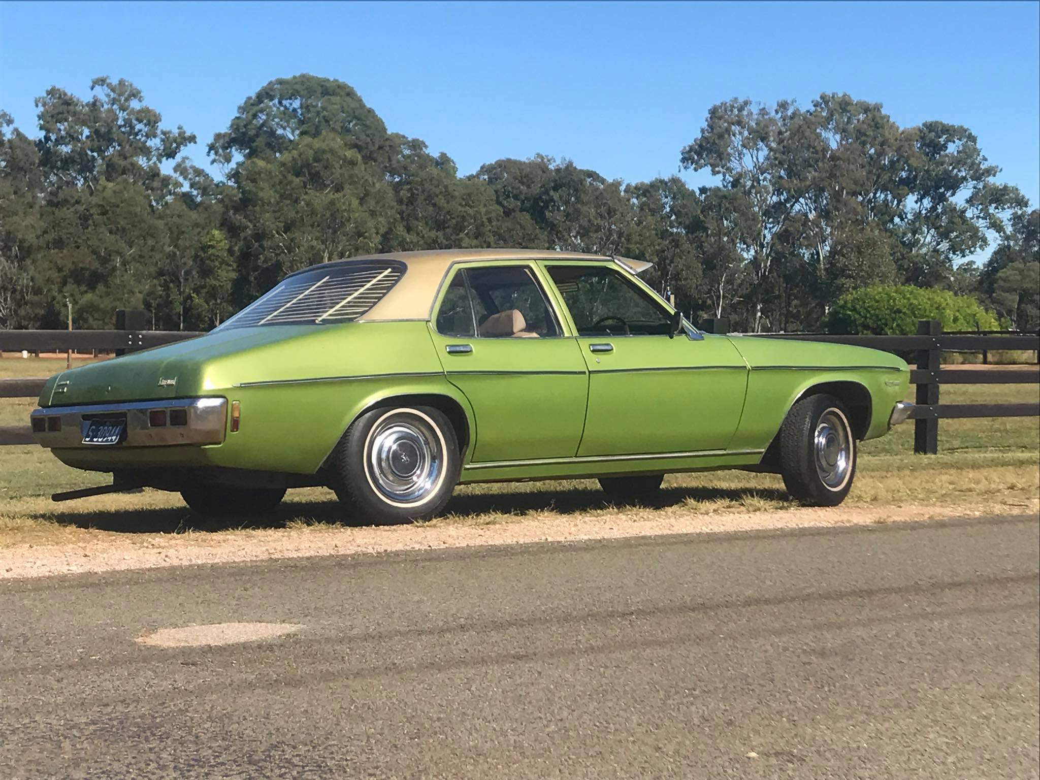 HQ Holden in Patina Gold Met over Lime Green Mk2 Met — Kingswood Vacationer Sedan