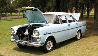 EK Holden in Snowcrest White over Wedgwood Blue — Special Sedan
