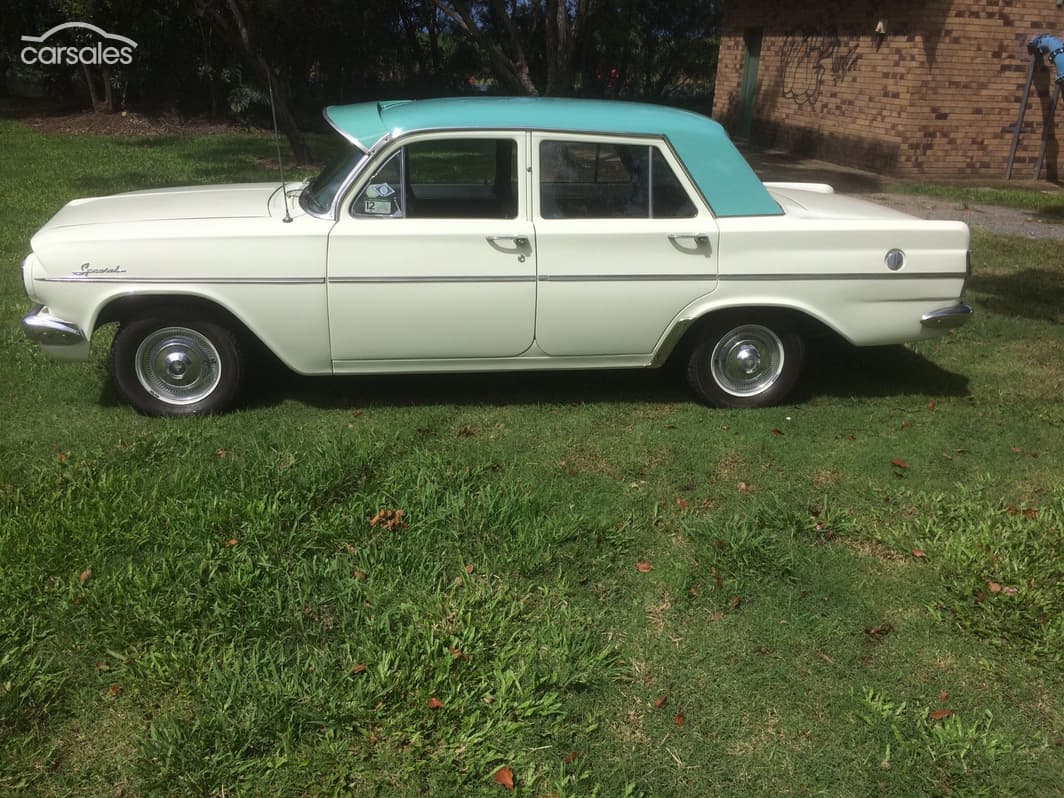 EH Holden in Marlin Turquoise over Fowlers Ivory — Special Sedan