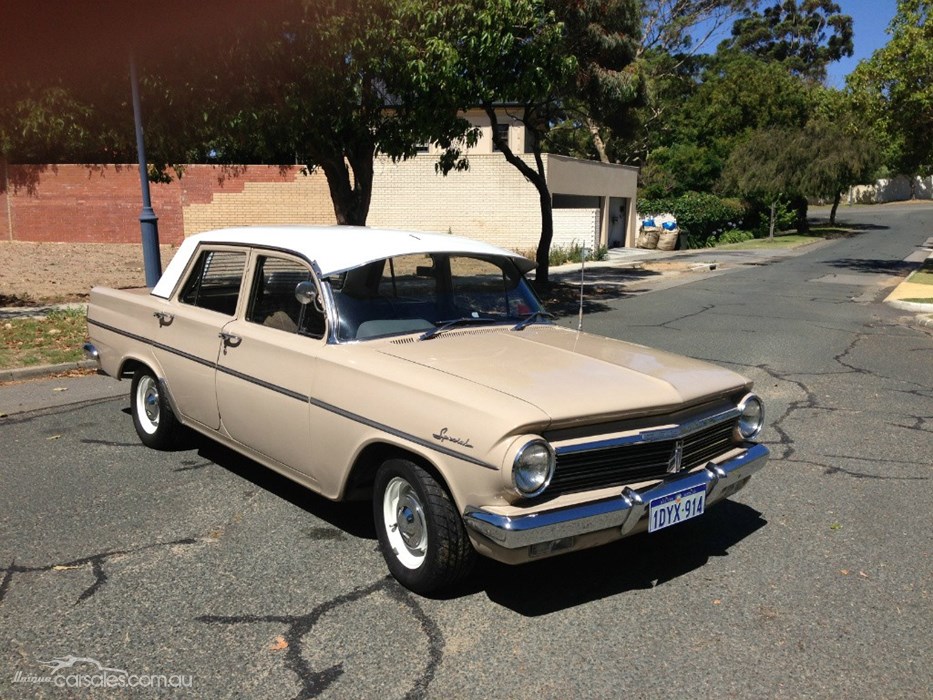 EH Holden in Fowlers Ivory over Gibson Beige — Special Sedan