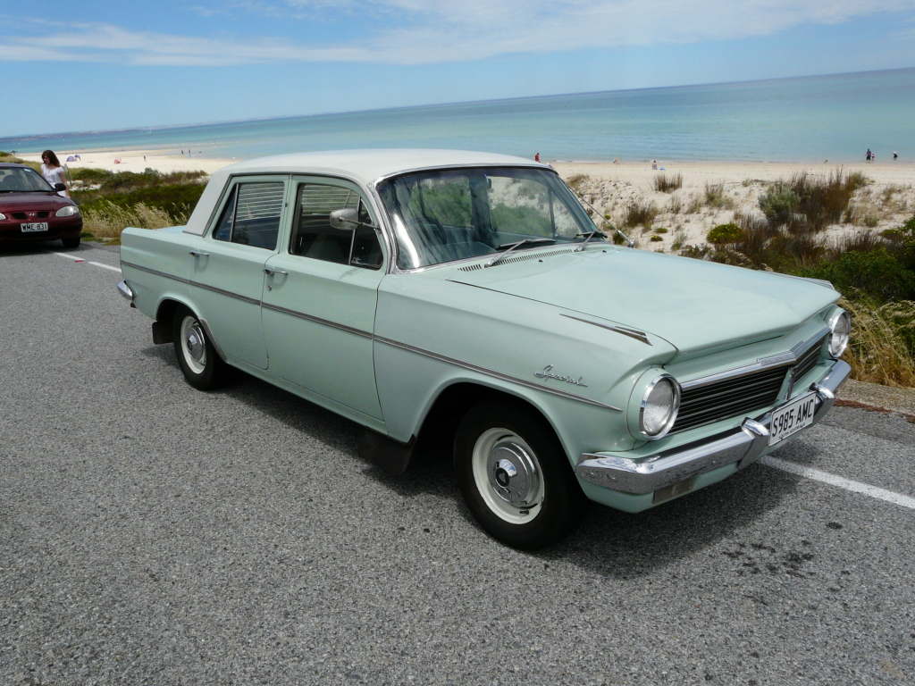 EH Holden in Fowlers Ivory over Saltbush Green — Special Sedan