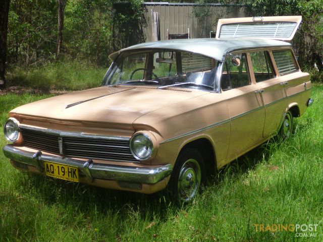 EH Holden in Fowlers Ivory over Quandong (peach) — Special Station Sedan