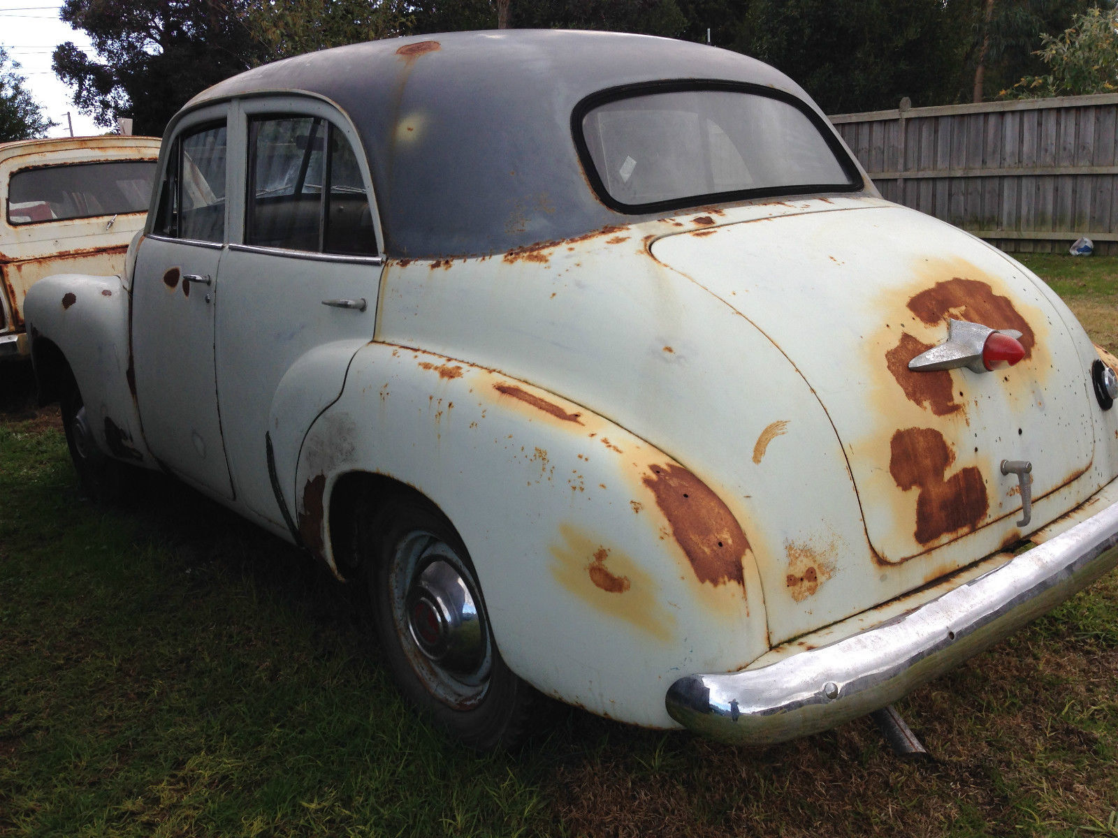 FJ Holden in Convoy Grey over Polar White — Special Sedan