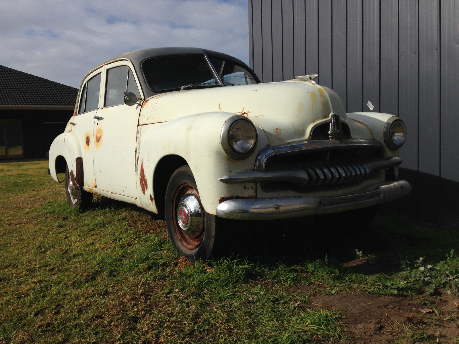 FJ Holden in Convoy Grey over Polar White — Special Sedan