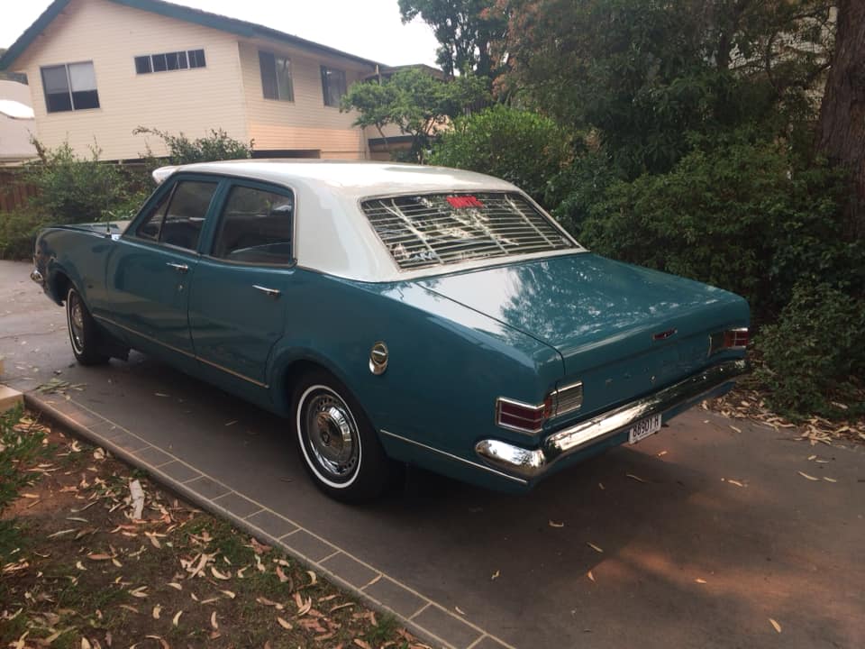 HK Holden in Grecian White over Topaz — Kingswood  Sedan