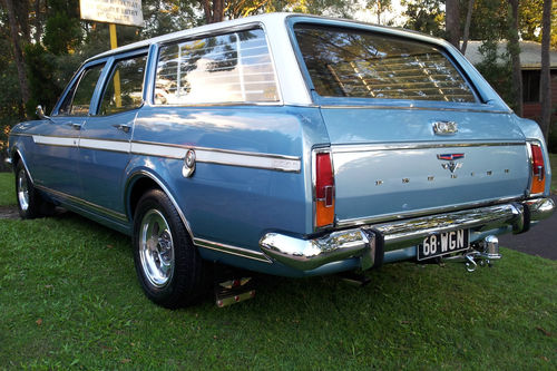 HK Holden in Ermine White over Hacienda Blue Metallic — Premier Station Sedan