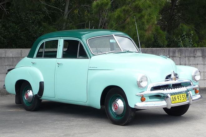 FJ Holden in Corella Green Met over Surf Green — Special Sedan