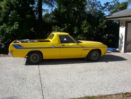 HX Holden in Absinth Yellow — Sandman Coupe Utility