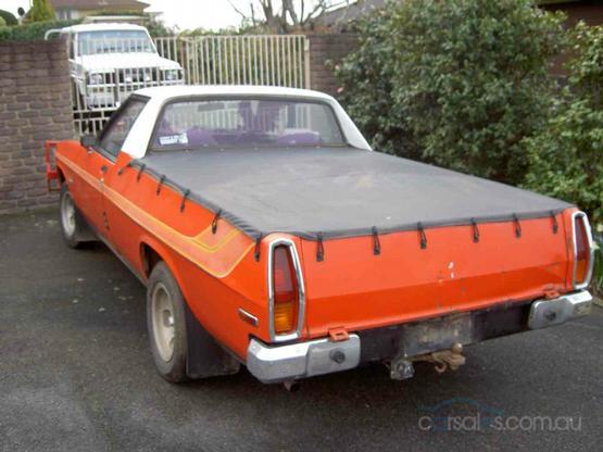 HX Holden in Cotillion White over Mandarin Red — Sandman Coupe Utility