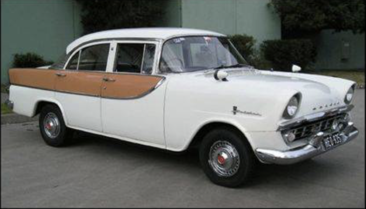 FB Holden in Grecian White with Kodiak Brown Insert — Special Sedan