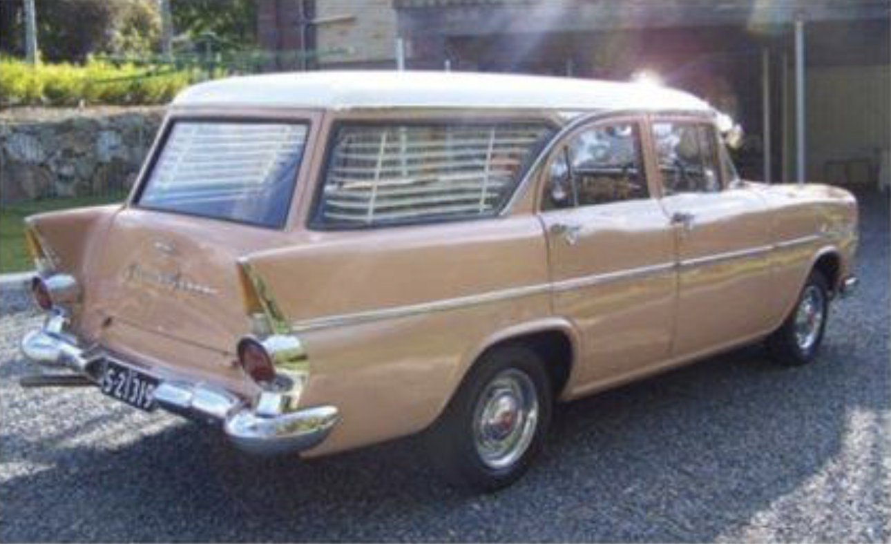 EK Holden in Grecian White over Alamo Beige — Special Station Sedan