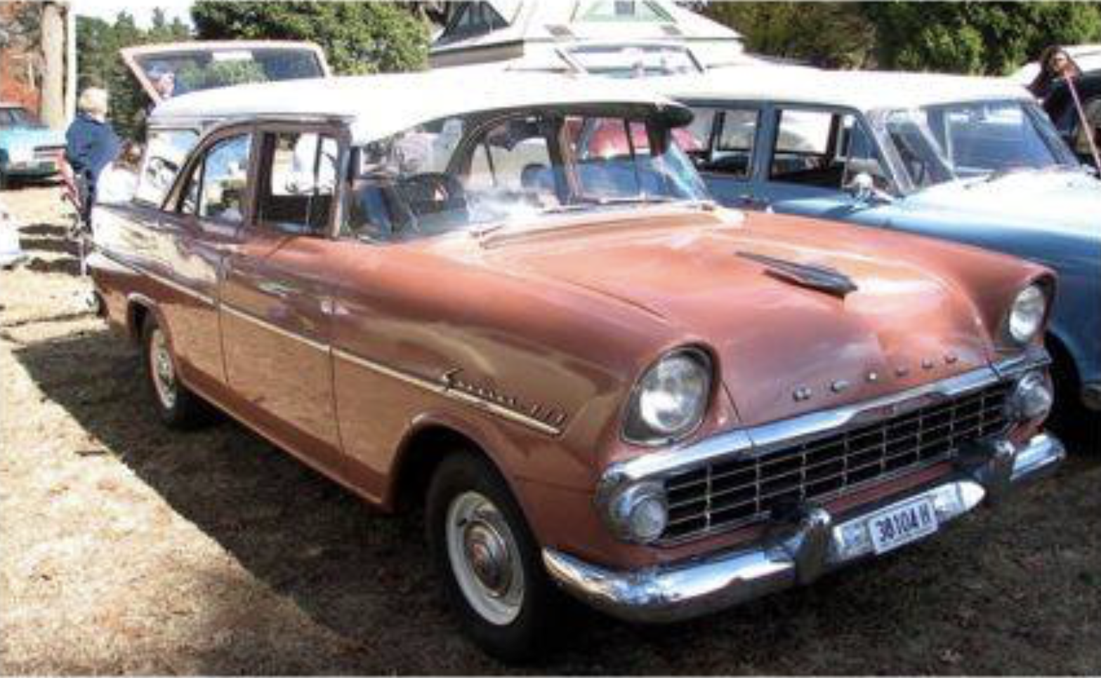 EK Holden in Snowcrest White over Capricorn Coral — Special Station Sedan
