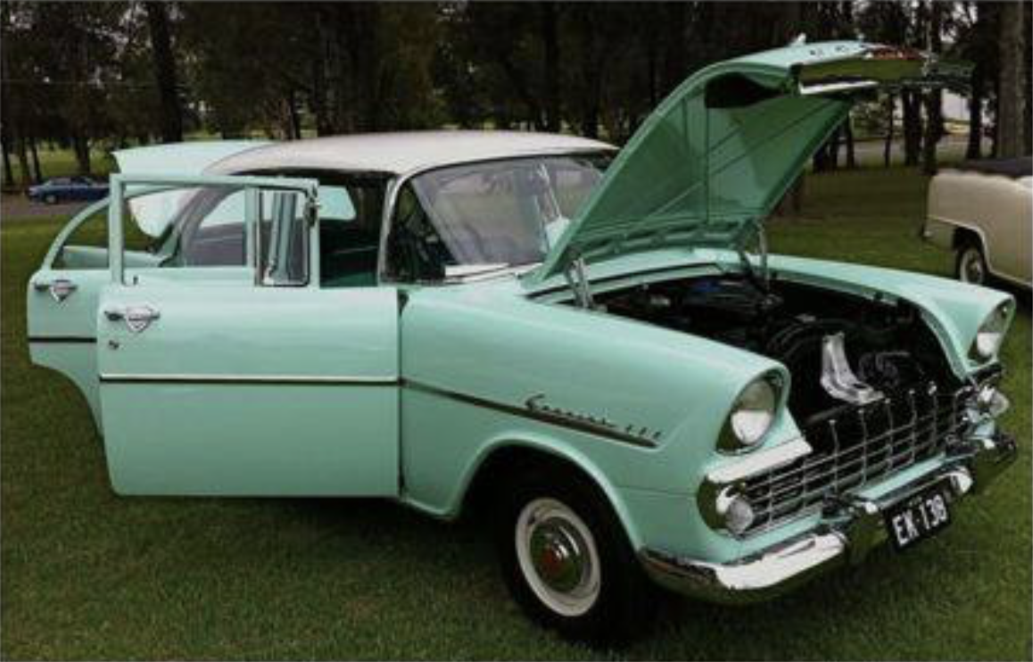 EK Holden in Snowcrest White over Seaforth Green — Special Sedan