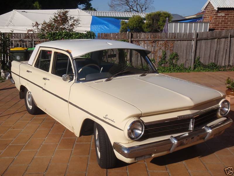EH Holden in Fowlers Ivory over Latrobe Cream — Special Sedan
