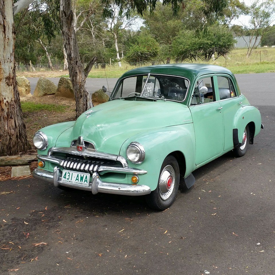 FJ Holden in Poplar Green over Harcourt Green — Special Sedan