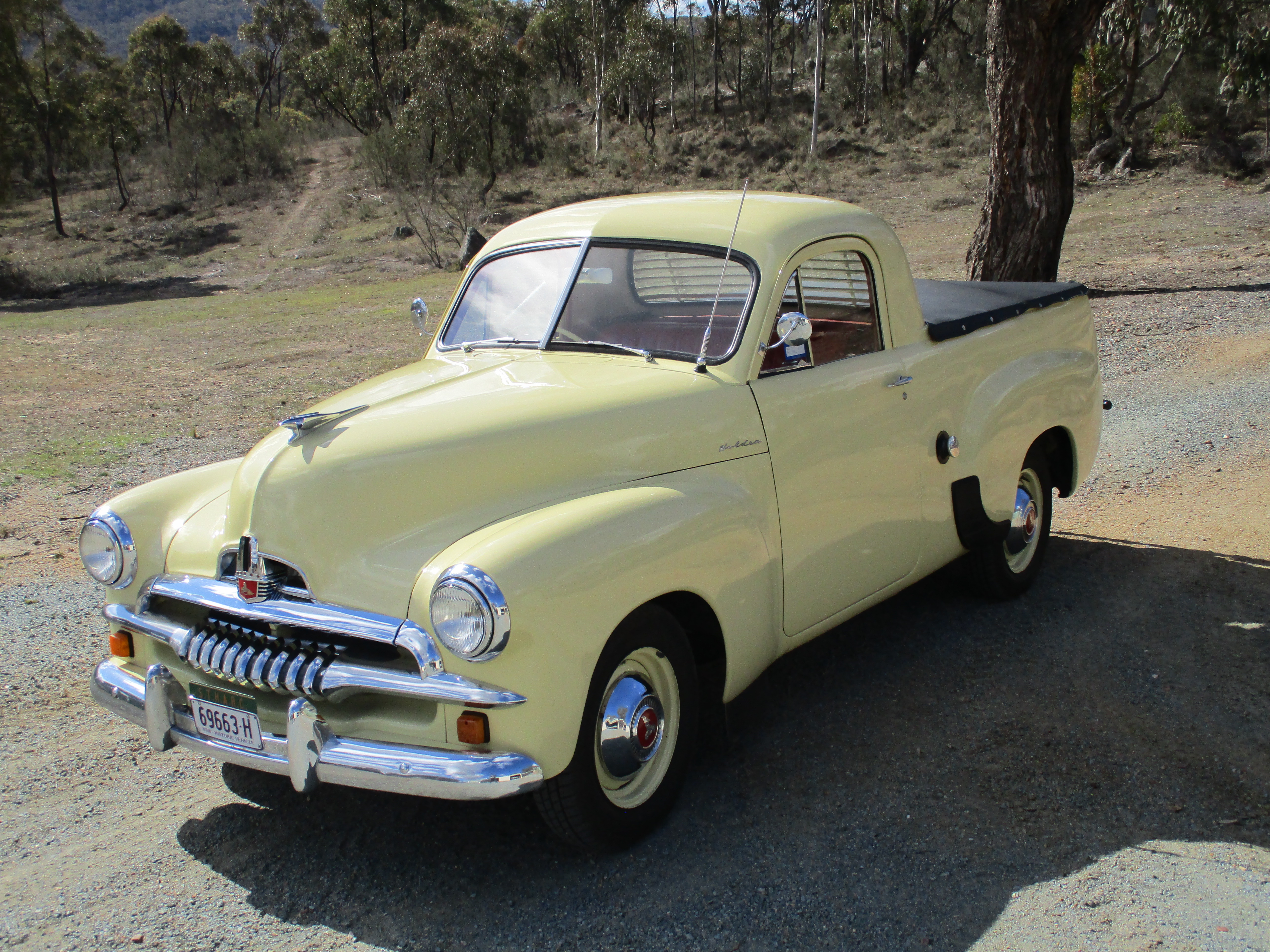 FJ Holden in Cockatoo Cream — Coupe-Utility