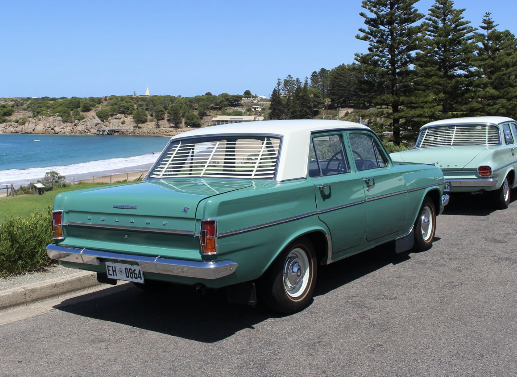 EH Holden in Fowlers Ivory over Gippsland Green — Special Sedan