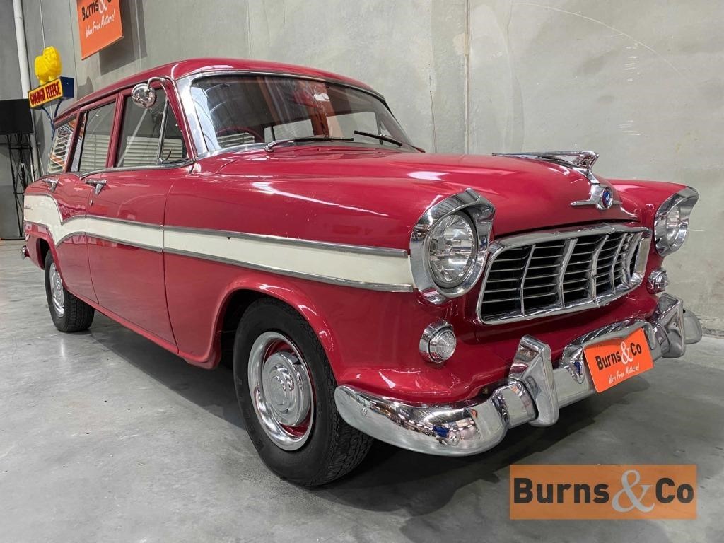 FC Holden in Etna Maroon Met over Cascade White — Special Station Sedan