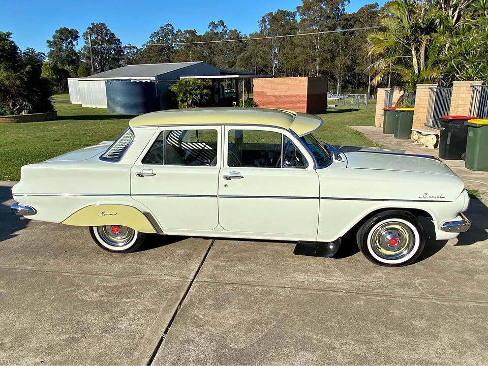 EJ Holden in Sepik Green over Atherton Ivory — Special Sedan