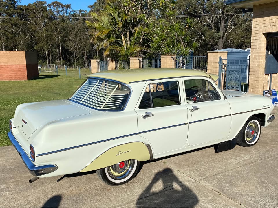 EJ Holden in Sepik Green over Atherton Ivory — Special Sedan