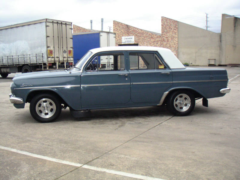 EH Holden in Fowlers Ivory over Morwell Grey — Special Sedan