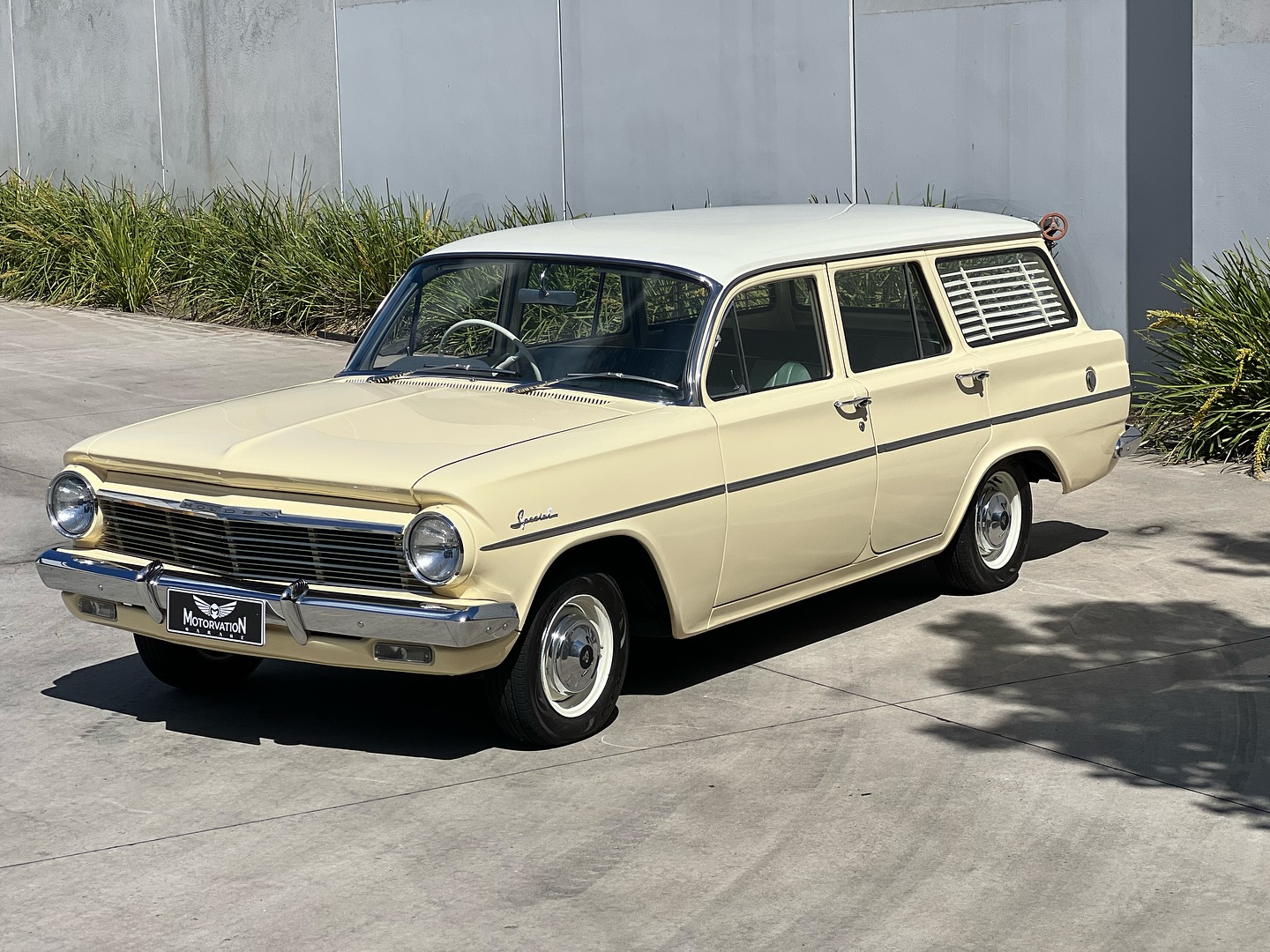 EH Holden in Fowlers Ivory over Latrobe Cream — Special Station Sedan