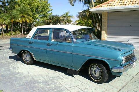 EH Holden in Fowlers Ivory over Portsea Blue Met — Premier Sedan