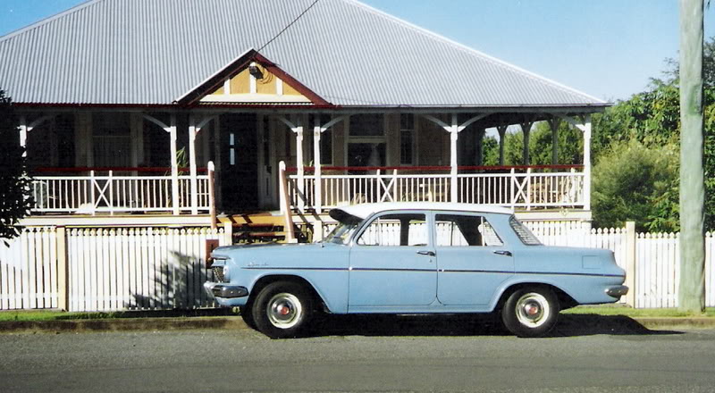 EJ Holden in Atherton Ivory over Riverina Blue — Special Sedan - Manual Transmission