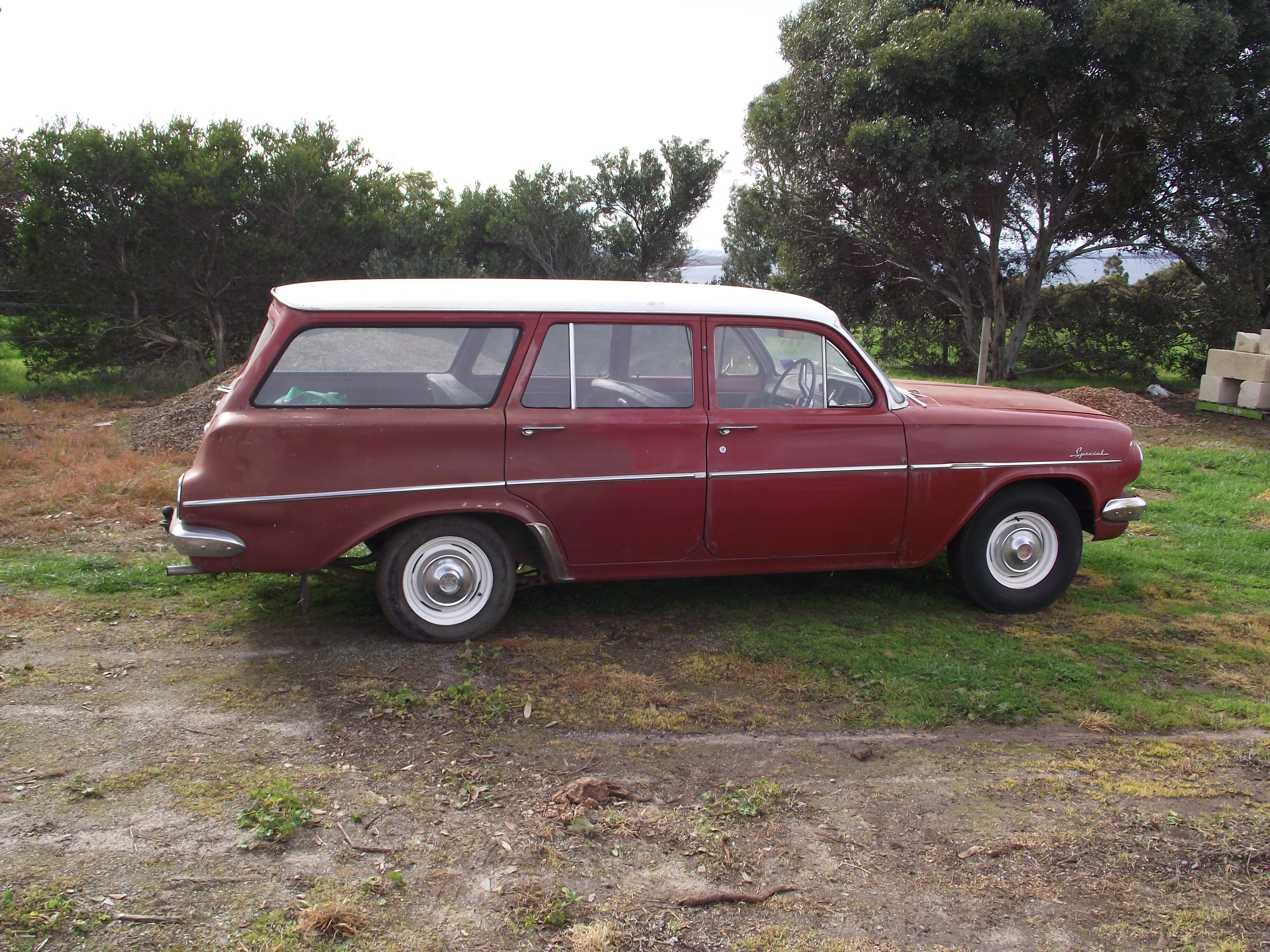 EJ Holden in Atherton Ivory over Namatjira Red — Special Station Sedan - Manual Transmission