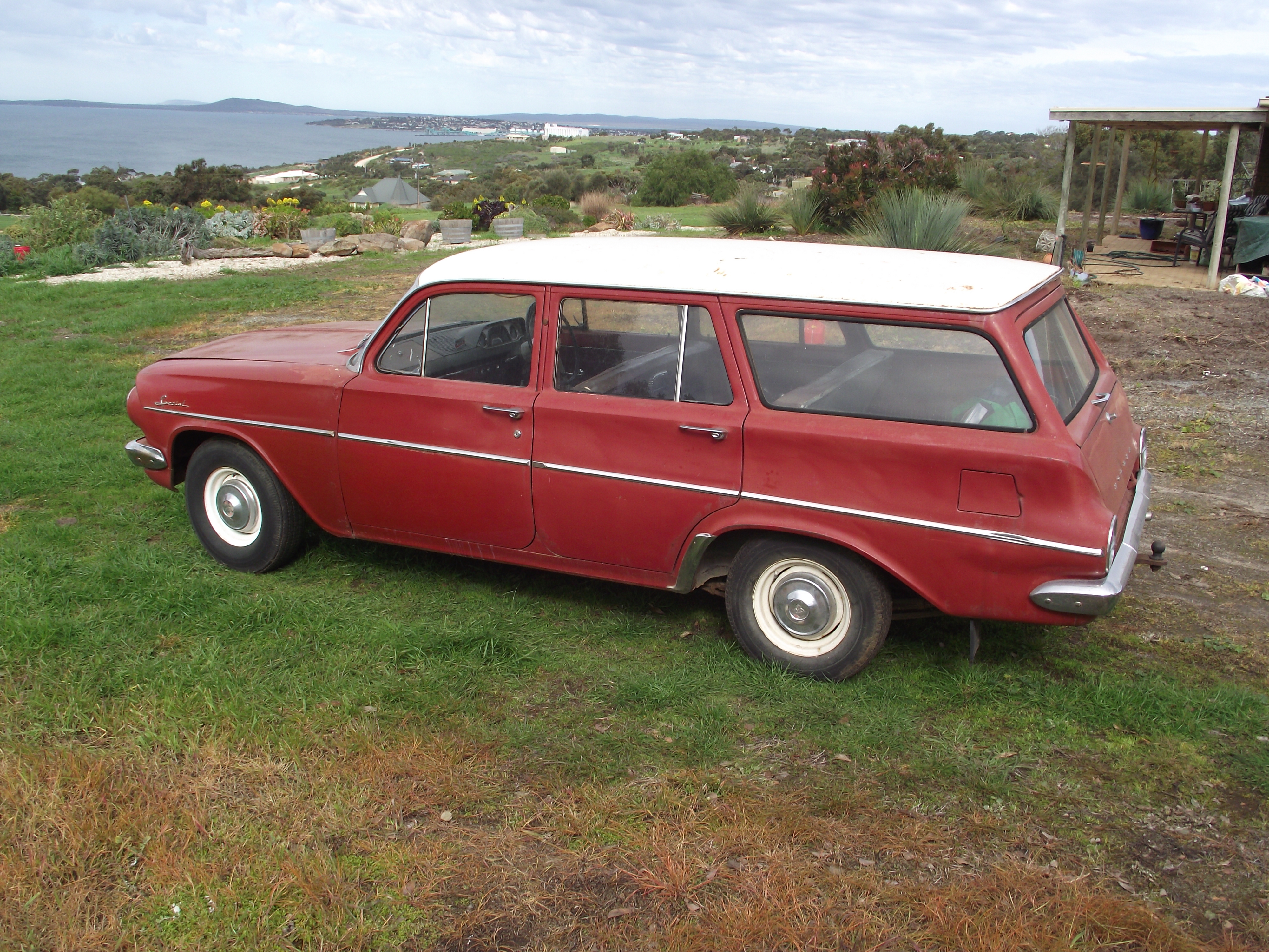 EJ Holden in Atherton Ivory over Namatjira Red — Special Station Sedan - Manual Transmission