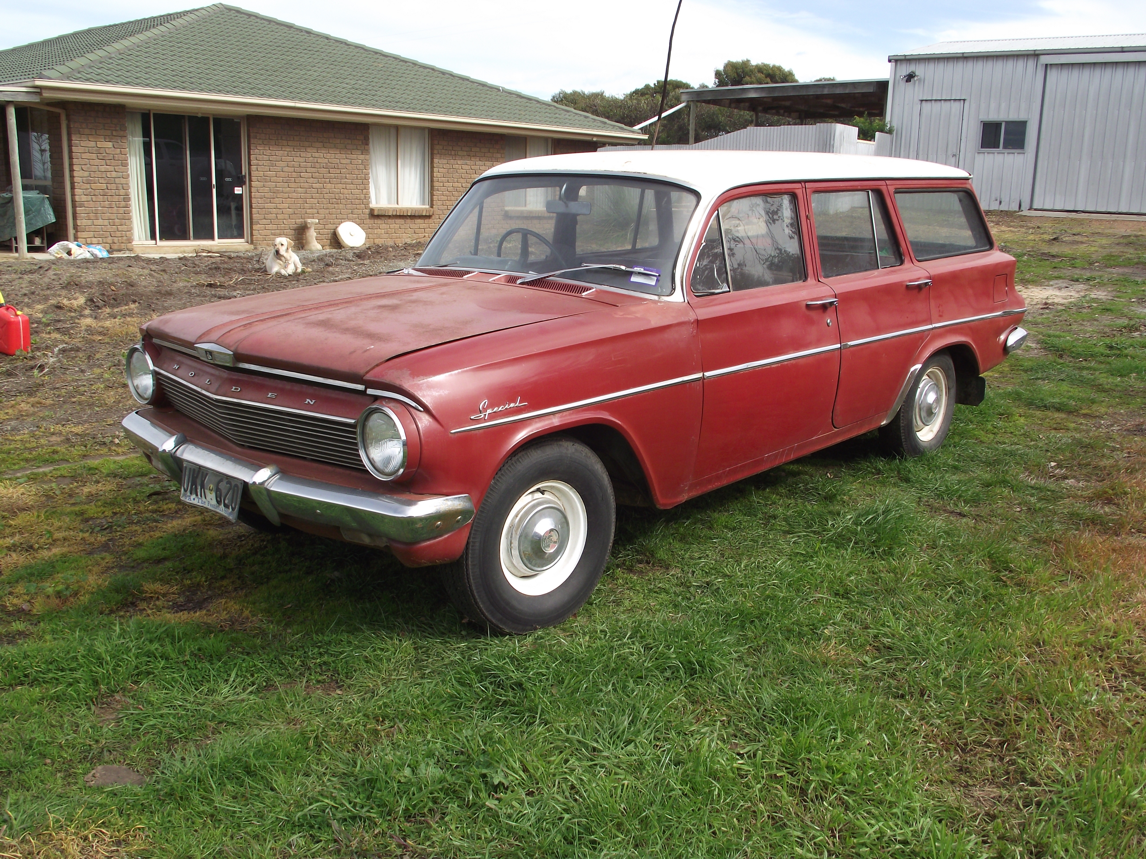 EJ Holden in Atherton Ivory over Namatjira Red — Special Station Sedan - Manual Transmission