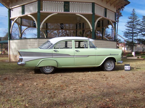 EK Holden in Glacier White over Pittwater Green — Special Sedan