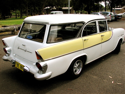 FB Holden in Grecian White with Satelitte Yellow Insert — Special Station Sedan