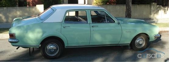 HG Holden in Kashmir White over Cascade Green — Kingswood Sedan
