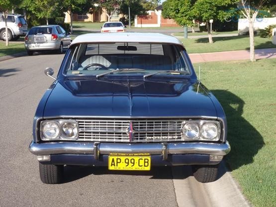 HK Holden in Grecian White over Paragon Blue Met — Premier Sedan