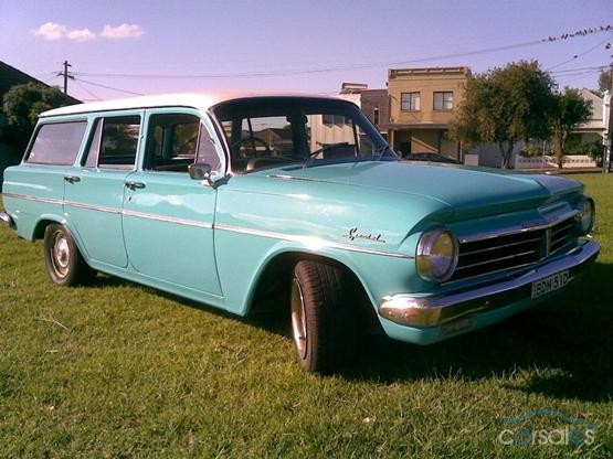 EH Holden in Fowlers Ivory over Marlin Turquoise — Special Station Sedan