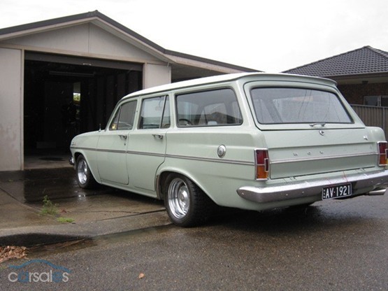 EH Holden in Fowlers Ivory over Saltbush Green — Special Station Sedan