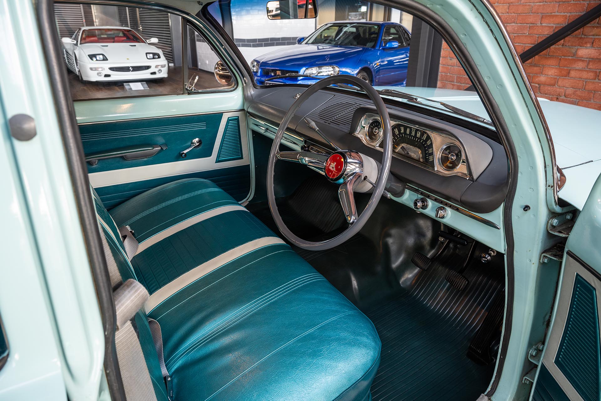 EJ Holden with Monaco & Geisha Turquoise with Feathertop Grey trim — Special Sedan