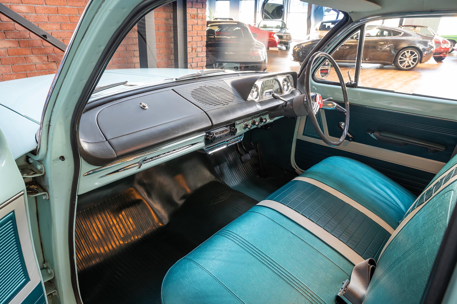 EJ Holden with Monaco & Geisha Turquoise with Feathertop Grey trim — Special Sedan